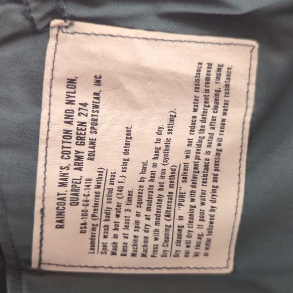 Vintage 80s Army Green Trench Coat Belted Military Raincoat Minimalist Utility - Picture 9 of 9